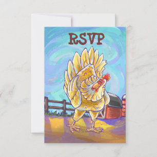 Funny Chicken Party Centre UAWG RSVP Karte