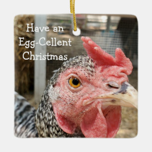 Funny Chicken Puns Weihnachten Keramikornament