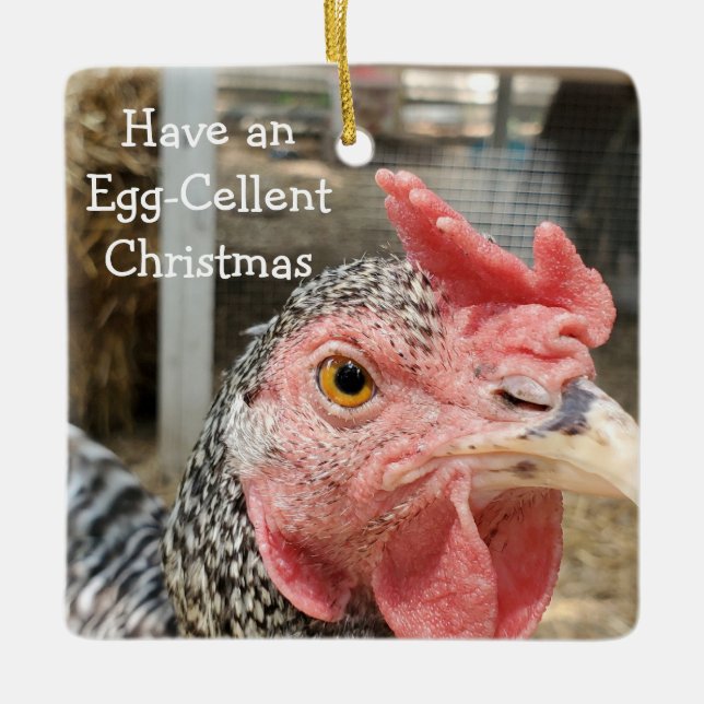 Funny Chicken Puns Weihnachten Keramikornament (Vorderseite)