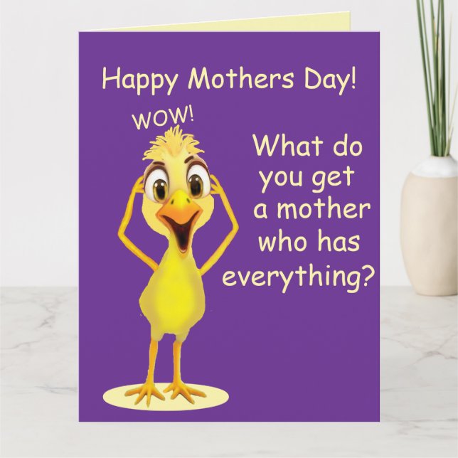 Funny Chicken Purple Mother's Day Card Karte (Vorderseite)