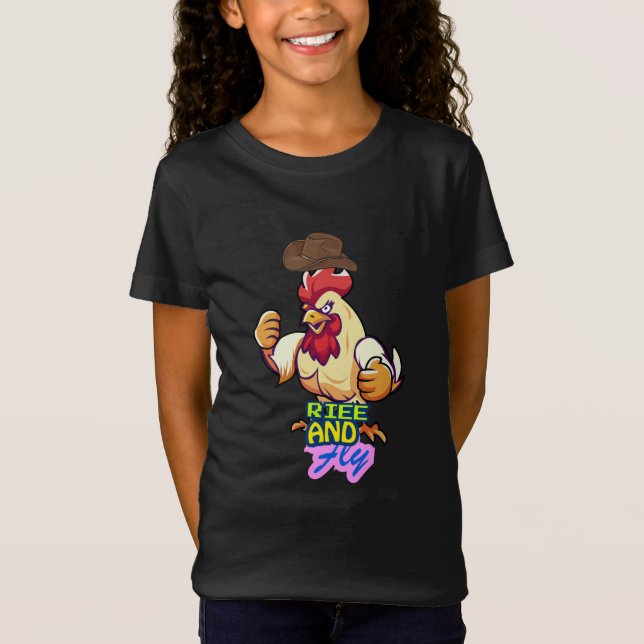 Funny Chicken Rise and Fly” T-Shirt (Vorderseite)