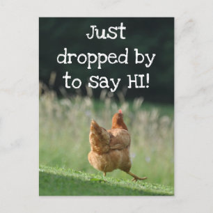 Funny Chicken Say Hi Niedlich Farm Animal Foto Cus Postkarte