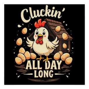 Funny Chicken Spaß Rustic Farm Life Kissen Poster