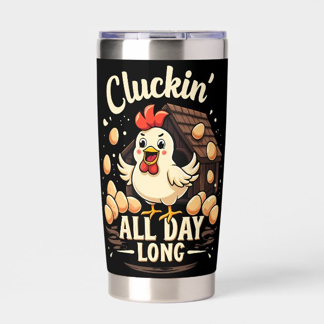 Funny Chicken Spaß Rustikales Landleben Thermobecher (Vorderseite)