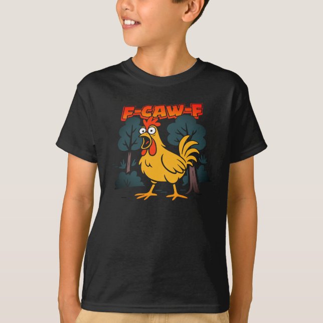 Funny Chicken T - Shirt - F-Caw-F Comic Art Art (Vorderseite)