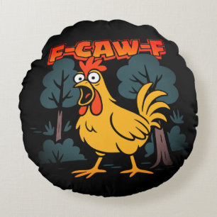 Funny Chicken T - Shirt - F-Caw-F Comic Art Art Rundes Kissen