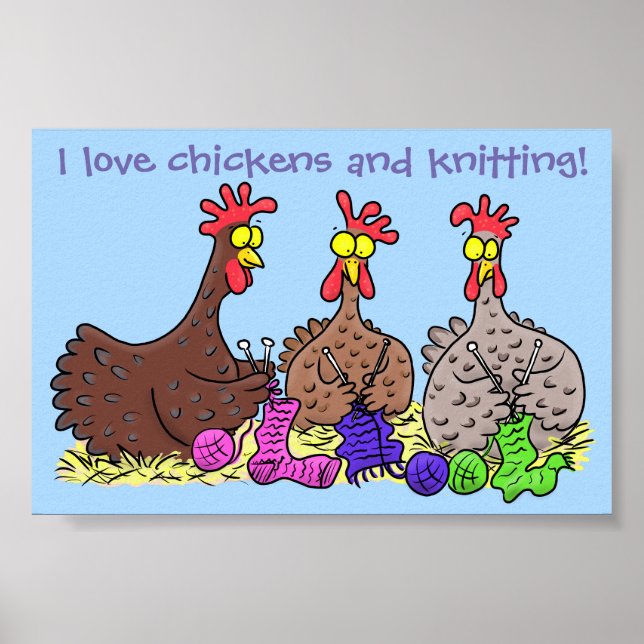 Funny Chicken Trio Strickfilm Cartoon Poster (Vorne)