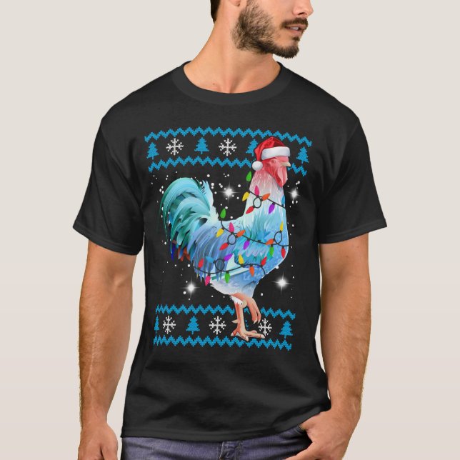 Funny Chicken Ugly Christmas Sweater T-Shirt (Vorderseite)