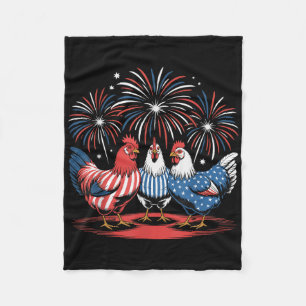 Funny Chicken Usa Flag Patriotisches Hühnchen Love Fleecedecke