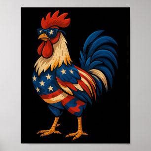 Funny Chicken Usa Flag Patriotisches Hühnchen Love Poster
