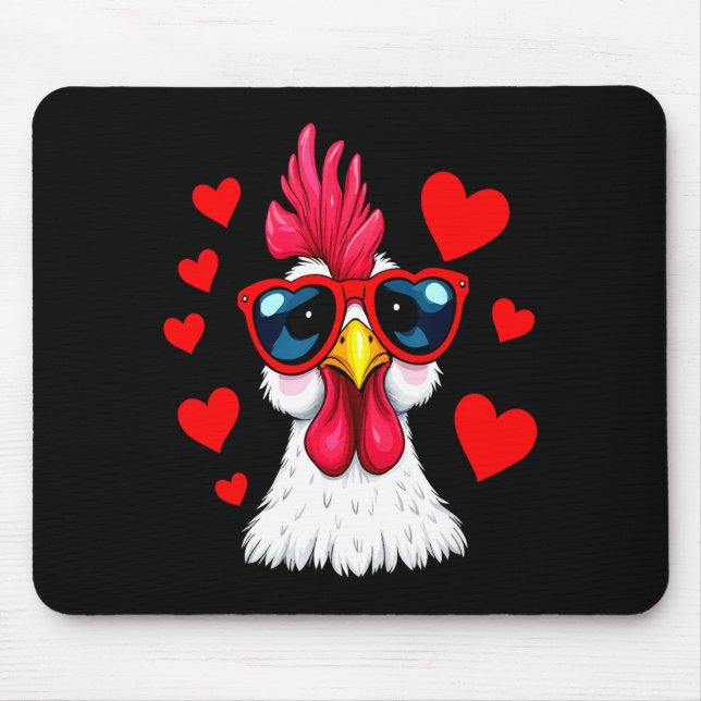 Funny Chicken Valentines Day Heart Chicken Couple  Mousepad (Vorne)