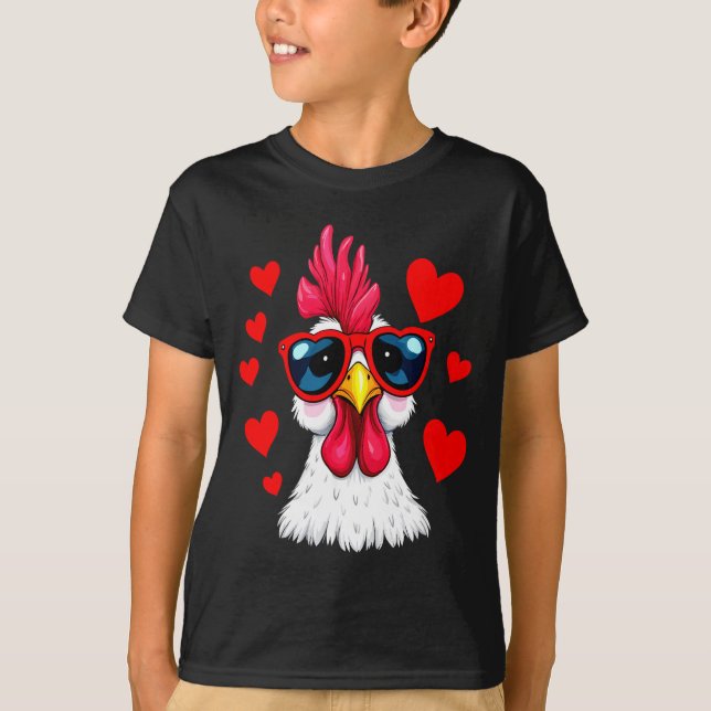 Funny Chicken Valentines Day Heart Chicken Couple  T-Shirt (Vorderseite)