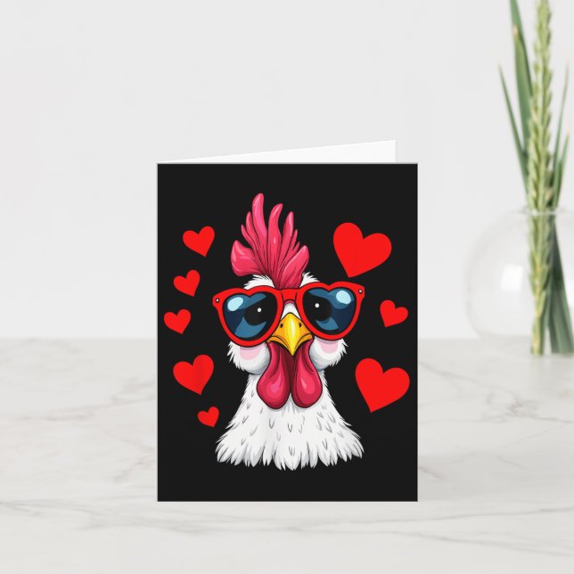 Funny Chicken Valentinstag Herzchen Hühnerkuchen Karte (Vorderseite)