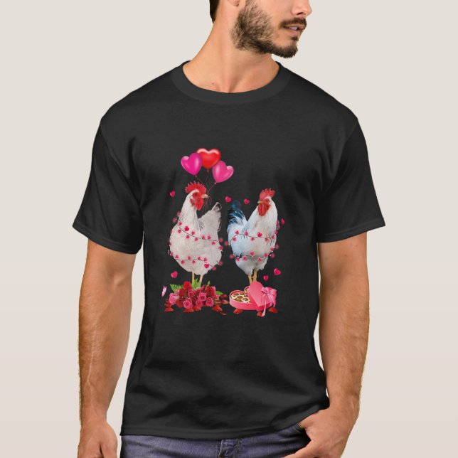 Funny Chicken Valentinstag Herzchen Hühnerkuchen T-Shirt (Vorderseite)