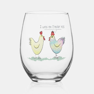 Funny Chicken war ein Ostereier Weinglas Ohne Stiel