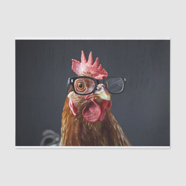 Funny Chicken Wear Brillen Decoupage Seidenpapier (Vorderseite)