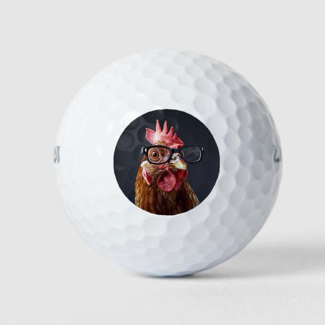 Funny Chicken Wearing Brillen Golfball (Vorderseite)