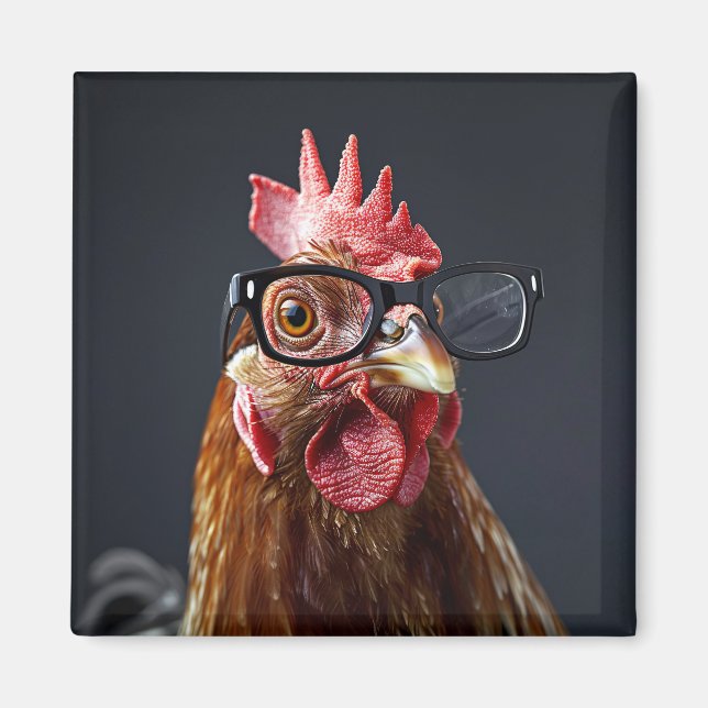Funny Chicken Wearing Brillen Magnet (Vorne)