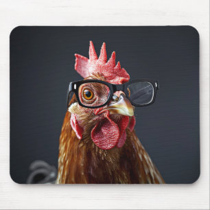 Funny Chicken Wearing Brillen Mousepad