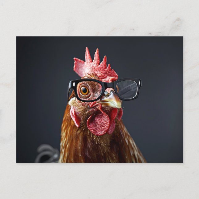 Funny Chicken Wearing Brillen Postkarte (Vorderseite)