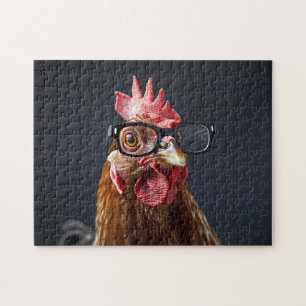 Funny Chicken Wearing Brillen Puzzle