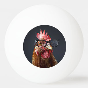 Funny Chicken Wearing Brillen Tischtennisball