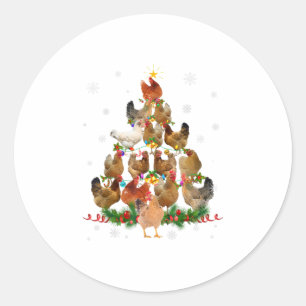 Funny Chicken Weihnachtsbaum Pet Chicke Runder Aufkleber