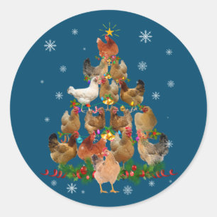Funny Chicken Weihnachtsbaum Pet Hühnchen Lover Runder Aufkleber