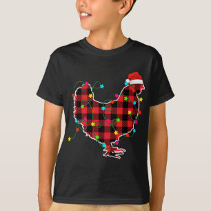 Funny Chicken Weihnachtsbaum Roter Karierter Weihn T-Shirt