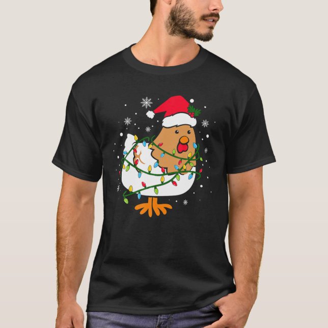 Funny Chicken Weihnachtsbaum T-Shirt (Vorderseite)