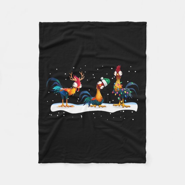 Funny Chicken Weihnachtsbeleuchtung Farm Tier Nied Fleecedecke (Vorderseite)