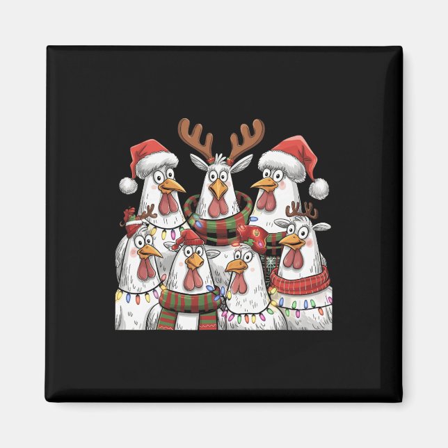 Funny Chicken Weihnachtsbeleuchtung Farm Tier Nied Magnet (Vorne)