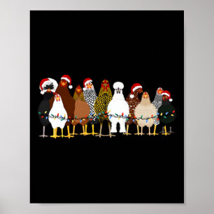 Funny Chicken Weihnachtsbeleuchtung Farm Tier Nied Poster