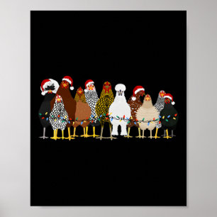 Funny Chicken Weihnachtsbeleuchtung Farm Tier Nied Poster