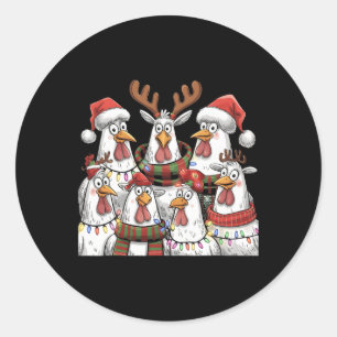 Funny Chicken Weihnachtsbeleuchtung Farm Tier Nied Runder Aufkleber