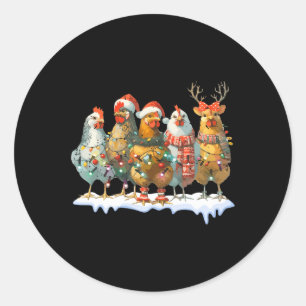 Funny Chicken Weihnachtsbeleuchtung Farm Tier Nied Runder Aufkleber