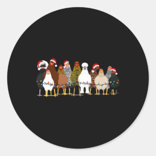 Funny Chicken Weihnachtsbeleuchtung Farm Tier Nied Runder Aufkleber