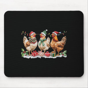Funny Chicken Weihnachtshut Lights Farm Animal Cut Mousepad
