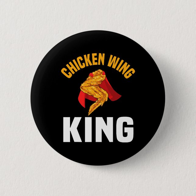 Funny Chicken Wing King Design Fast Food Men Button (Vorderseite)