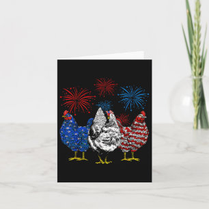Funny Chickens American Flag Patriotic Bauer 4 Karte