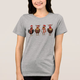 Funny Chickens Christmas Lights Tri-Blend Shirt
