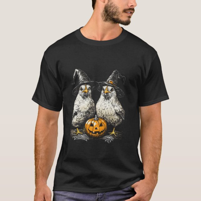 Funny Chickens Roosters Hexen Halloween-Kostüm T-Shirt (Vorderseite)