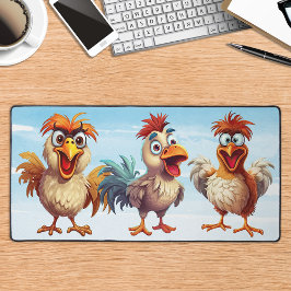 Funny Chickens Whimsical Niedlich Farm Animal Schreibtischunterlage