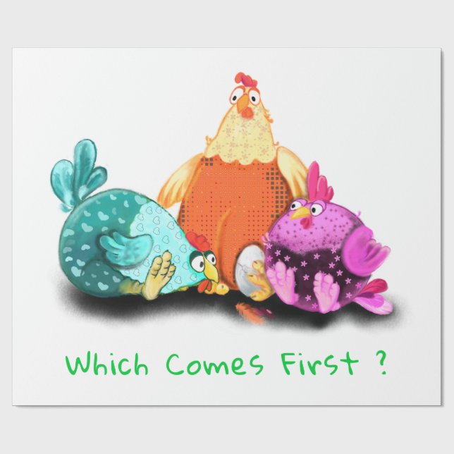 Funny Chickens Wrapping Paper Geschenkpapier (Flach)