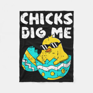 Funny Chicks Dig Me für Männer Jungen Kinder Kinde Fleecedecke