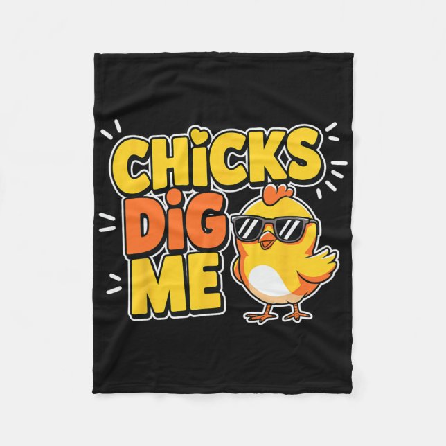 Funny Chicks Dig Me Osterfest Ostern 4 Fleecedecke (Vorderseite)