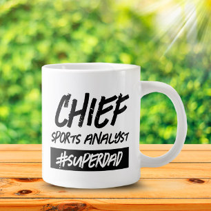 Funny Chief Sports Analyst Hashtag Super Vater Jumbo-Tasse
