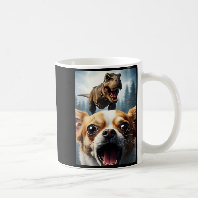 Funny Chihuahua Dog Selfie With T-rex Women Men Ki Kaffeetasse (Rechts)