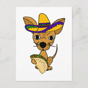 Funny Chihuahua frisst Taco Cartoon Postkarte