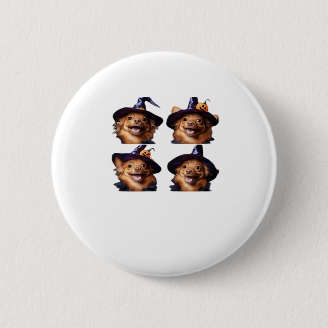Funny Chihuahua Halloween HexenkKostüm � Niedliche Button (Vorderseite)